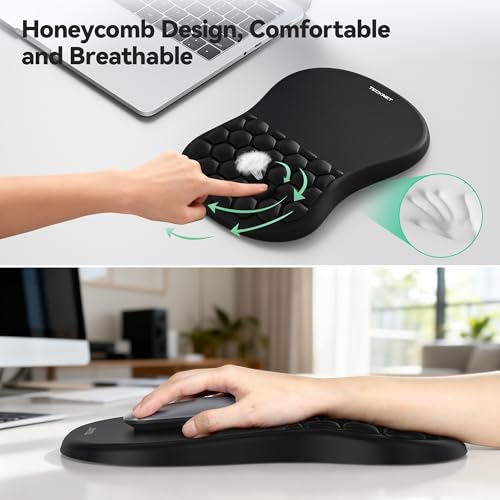 TECKNET Ergonomic Mouse Pad with Wrist Rest,Keyboard Pad and Mousepad with Wrist Support,Massage Design Effectively Reliev...