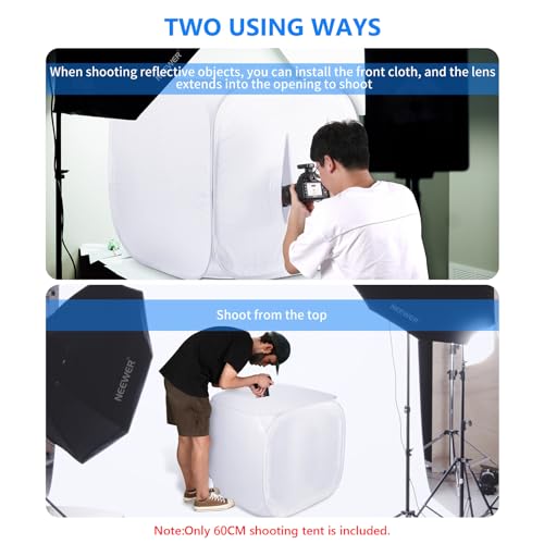 Neewer® 24x24 inch/60x60 cm Photo Studio Shooting Tent Light Cube Diffusion Soft Box Kit with 4 Colors Backdrops (Red Dark...