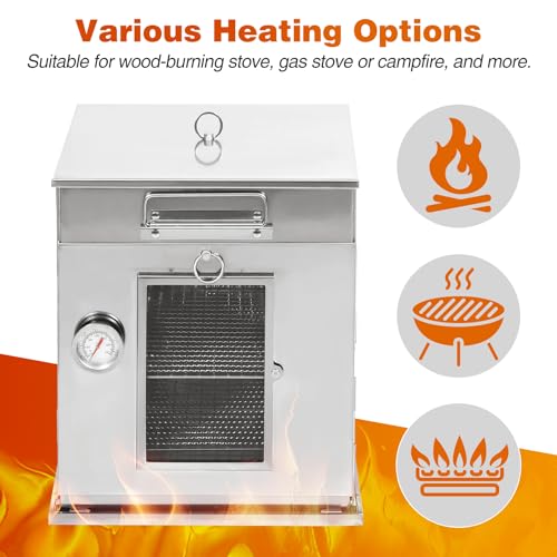 Lineslife Foldable Camping Oven with 2 Tier Grill, Portable 304 Stainless Steel Camping Stove with Thermometer for Use wit...
