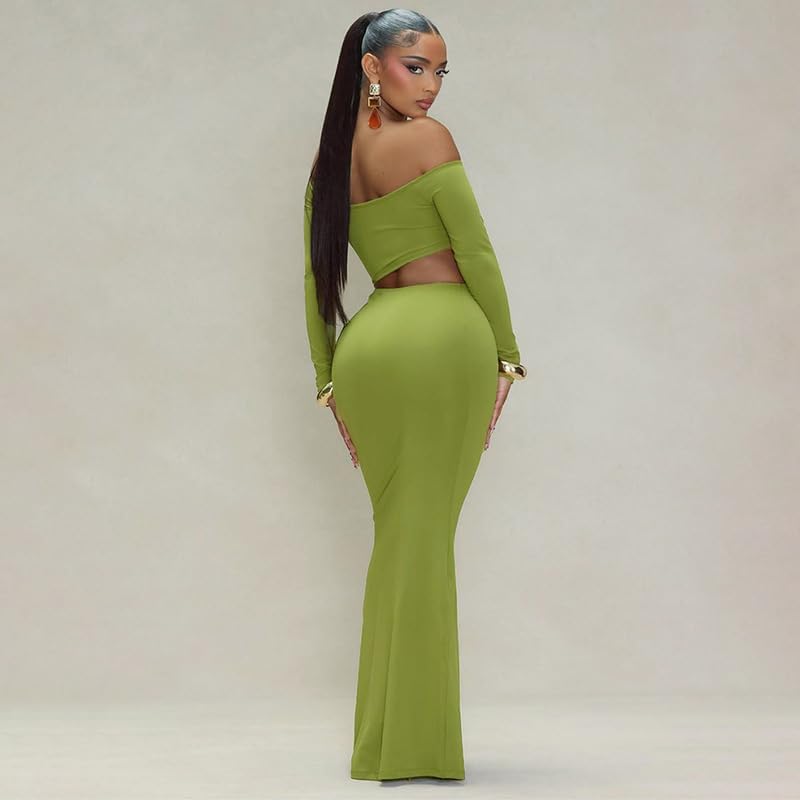 Women Sexy Hollow Out Bodycon Dress Long Sleeve Belly Cutout Maxi Long Dresses for Cocktail Party Festival Dress