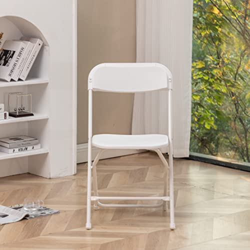 BTEXPERT 5 Piece Folding Card Table Portable and Chair Set, 34" Square Granite White Plastic Table 4 Adult Chairs for Boar...