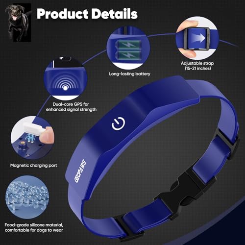 GPS Electric Dog Fence with Free App, Wireless Fence System with Training Collar, Adjustable of Dogs Portable Fence for Ou...