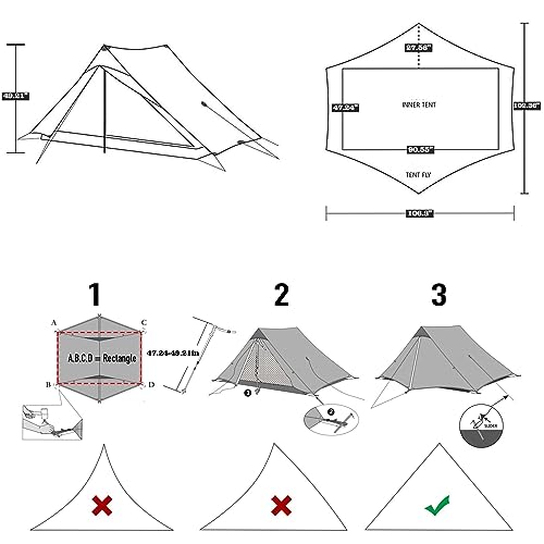 ROOMEDAL 3F UL Gear Lanshan PRO Lanshan Ultralight Tent 4 Season Backpacking Tent for 1 Person, Waterproof Professional Te...