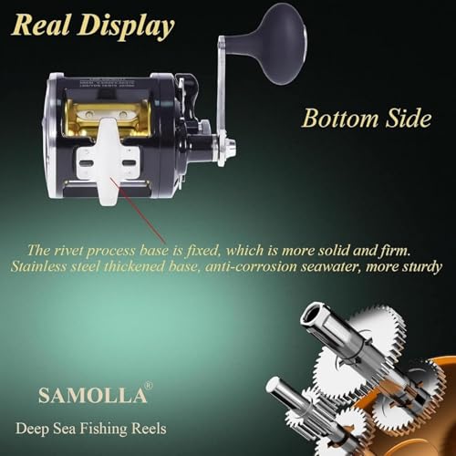 SAMOLLA Deep Sea Fishing Reels 44-66Lb Max Drag for Saltwater or Freshwater Ocean Conventional Reel Saltwater Fishing Reel...