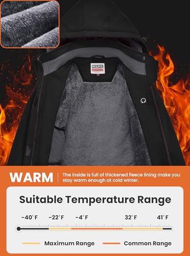 WULFUL Women's Waterproof Ski Jacket Warm Winter Coats Windproof Winter Jackets for Women Fleece Lined Windbreaker with Hood