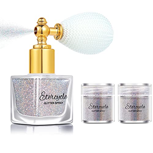 Etercycle Silver Body Glitter Spray, Shimmering Spray Powder Sparkle Powder, Cosmetic Shimmer Makeup Glitter for Hair and ...