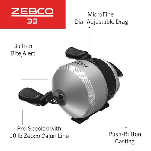 Zebco 33 Spincast Reel and Fishing Rod Combo, 6-Foot 2-Piece Fiberglass Rod with EVA Handle, Quickset Anti-Reverse Fishing...