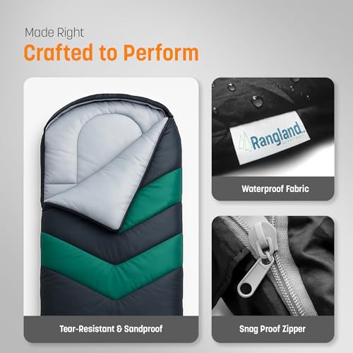 Rangland Sleeping Bag with Built-in Pad (AirPack Sleeper) - All-in-One Inflatable Sleeping Pad and Zip-Up Blanket for Camp...
