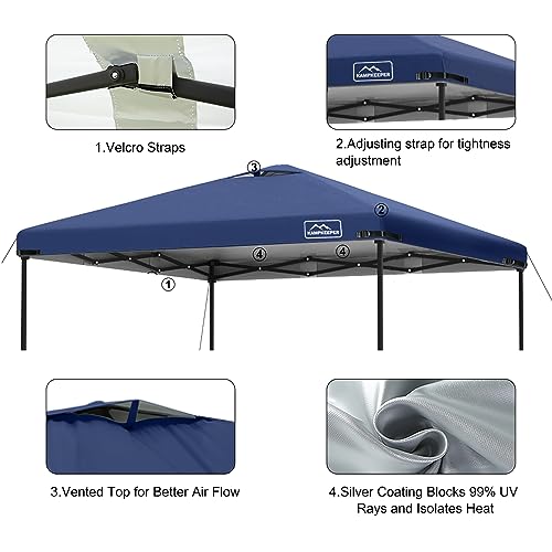 KAMPKEEPER Replacement Top Pop Up Canopy Tent Cover Roof with Air Vent and Adjustable Elastic Strap, Polyester UV Waterpro...