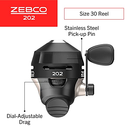 Zebco 202 Spincast Fishing Reel, Size 30 Reel, Right-Hand Retrieve, Durable All-Metal Gears, Stainless Steel Pick-up Pin, ...