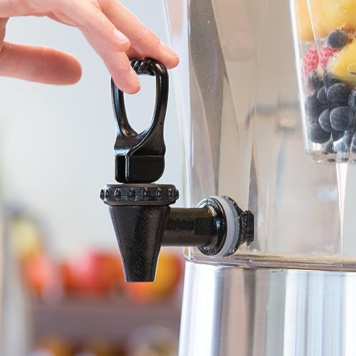 Service Ideas CBDRT3SS Beverage Dispenser, Round, 3 Gallon with Plastic Container and Optional Infuser Tube, Stainless Ste...