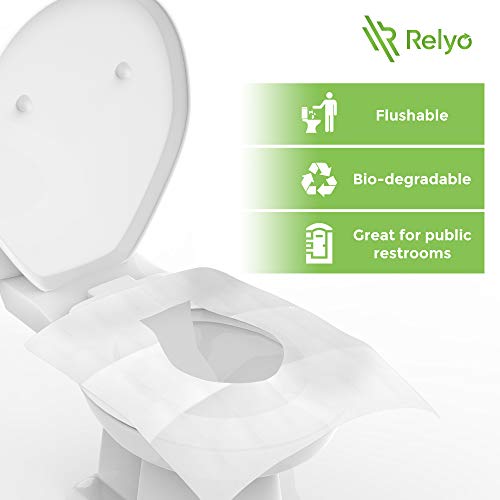 Toilet Seat Cover Paper Flushable (50 Pack) - XL for Adults and Kids Potty Training, 100% Biodegradable Travel Supplies Es...