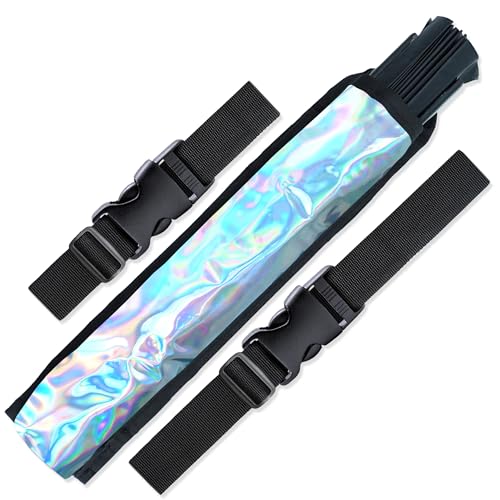 SoJourner Bags Rave Fan Holster - Hand Fan Holder & Thigh Holster for Festival Essentials - Holographic Silver