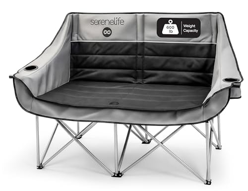 Camping Loveseat for Couples, Friends & Families, Double Camping Chair, Foldable Two Person Camping Chair for Campfire Nig...