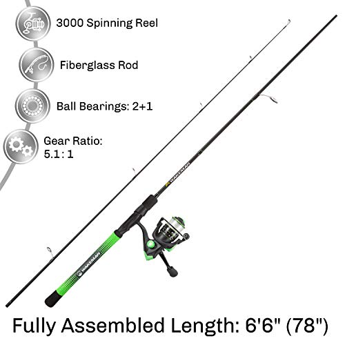 Fishing Rod and Reel Combo - Carbon Pole with Pre-Spooled Spinning Reel and Golf Grip Handle for Bass, Trout, Salmon, or C...