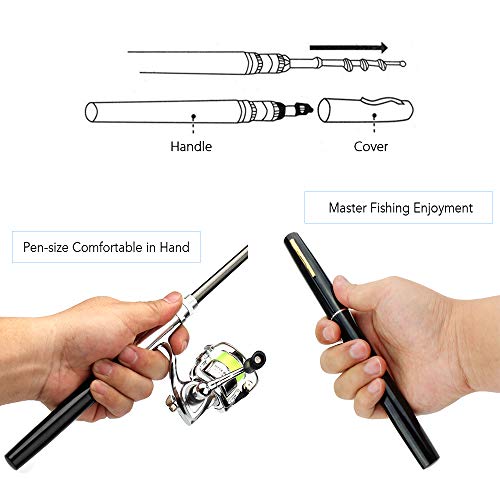 Lixada Fishing Rod Reel Combo Mini Pen Fishing Pole Kit Telescopic Fishing Rod Spinning Reel Combo Kit