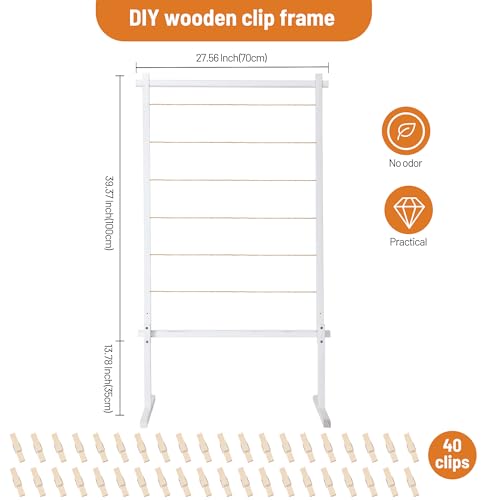 Collage Picture Frame,Photo Display Board with Clips,Wood Pictures Photos Frames With Stand for Wedding Graduation Party B...