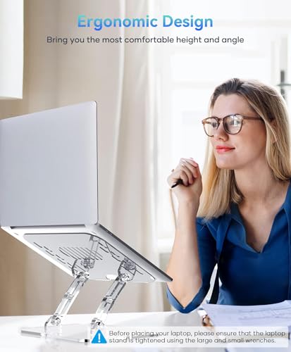Lpoake Adjustable Foldable Laptop Stand, Portable Ergonomic Computer Stand for Laptop, Compatible with 10 to 15.6 Inches N...