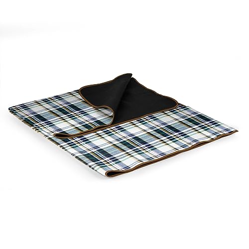 PICNIC TIME Outdoor Picnic Blanket Tote, 59"x51" Foldable Beach & Camping Blanket with Soft Fleece, Water-Resistant Botto...