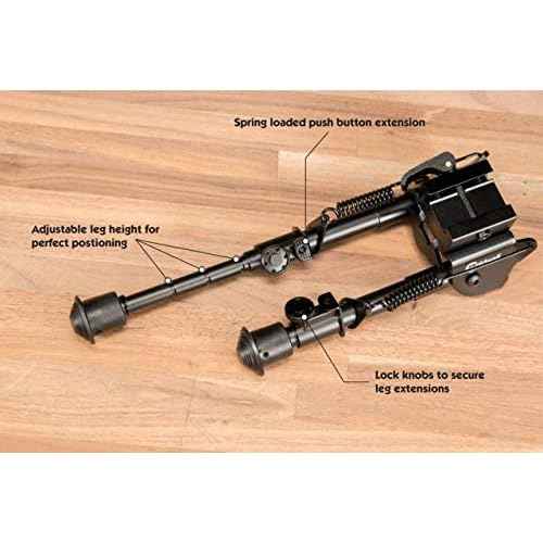 Caldwell XLA Fixed Pic Rail Bipod with Collapsible Design, Non-Slip Feet and Notched Legs for Outdoor, Range, Shooting and Hunting