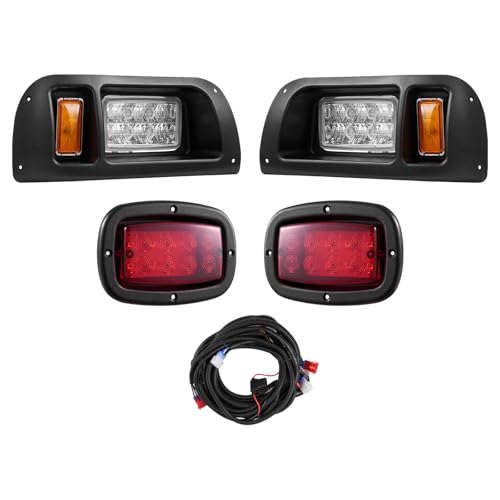 VEVOR Golf Cart Light Kit, 12 Volt, LED Headlight and Tail Light Kit with Wiring Harness, Switch, Zip Ties, ABS Housing, High-Brightness, Waterproof and Dustproof, Fit for EZGO TXT 1996-2013 Models