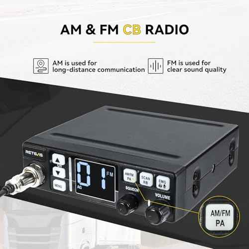 Retevis MB3 40-Channel AM/FM CB Radio Kit with Antenna, Full Set of Fixed-Mount Kit,ANL Noise Reduction, Emergency Channel 9/19, PA & VOX, Auto-Scan,External Speaker Jack,for Trucker Essentials