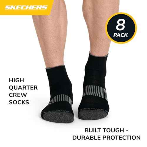 Skechers Men's Work Collection High Quarter Crew Cushioned Socks (8-Pack)