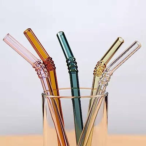 Drinking Straw 1PC Reusable Glass Straws Colorful Drinking Straw Heat Resistant Glass Straw Glass Tube Bar Drinkware Home ...