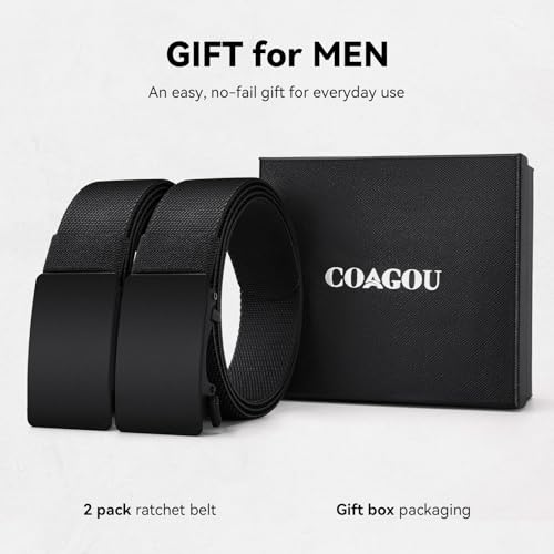 COAGOU Nylon Ratchet Belt for Men, Tactical EDC CCW Gun Belt, Adjustable Stretch