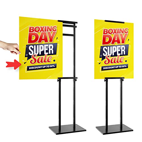 WHAUU Display Stand Sign Holder,Heavy Duty Adjustable Pedestal Sign Stand Up to 75 inch,Double-Sided for Board & Foam Sig...