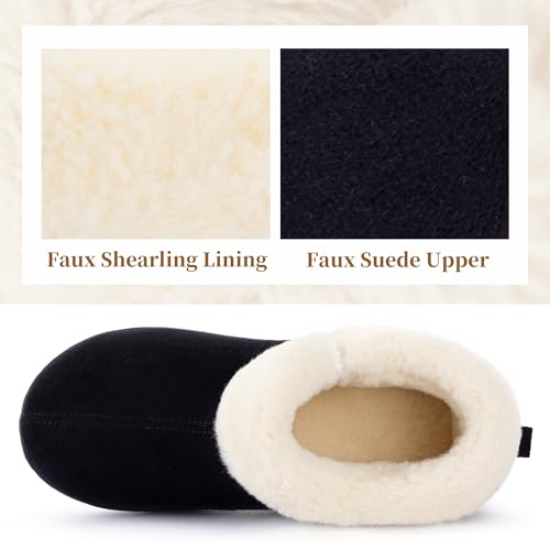 RockDove Women's Closed Back Bootie Slippers with Memory Foam Sherpa Lining Faux Suede Upper Non-Slip Sole Indoor Outdoor