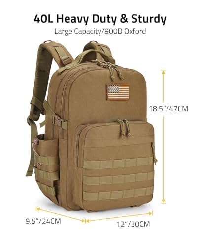 CVLIFE Military Travel Backpack for Men 40L Tactical Work Backpack Molle Rucksack Large Bookbag Army Day Pack with Bottle ...