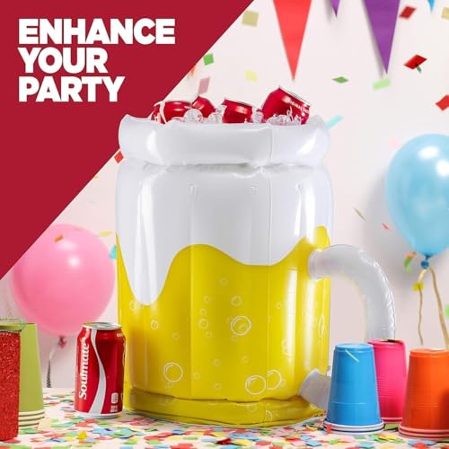 Top Race Large 17.5" Inflatable Cooler - Pack of 2 Beer Mug Floating Cooler for Pool Parties and Summer Gatherings - Durab...