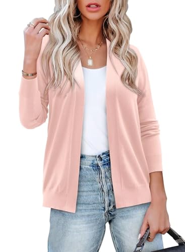 Women's Plus Size Casual Long Sleeve Open Front Soft Knit Cardigan Sweater Lightweight Jacket Dressy