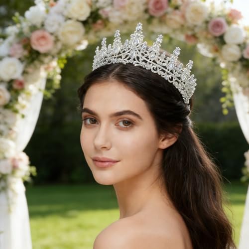 Silver Tiara Crown for Women,Wedding Tiaras for Bride,Princess Crowns and Tiaras for Girl,Crowns for Birthday Halloween Co...