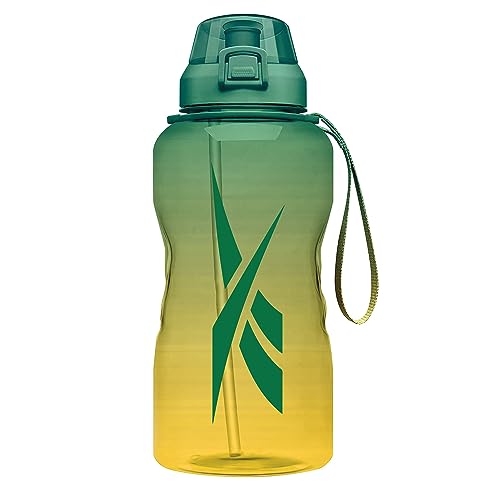 Reebok Premium Plastic Sports Water Bottle, BPA Free | Ideal for Camping, Sports, Gym and Outdoor Activities (64 oz, Gree...