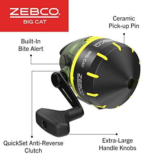 Zebco Big Cat Spincast Reel and Fishing Rod Combo, All-Metal Gears, Changeable Right- or Left-Hand Retrieve