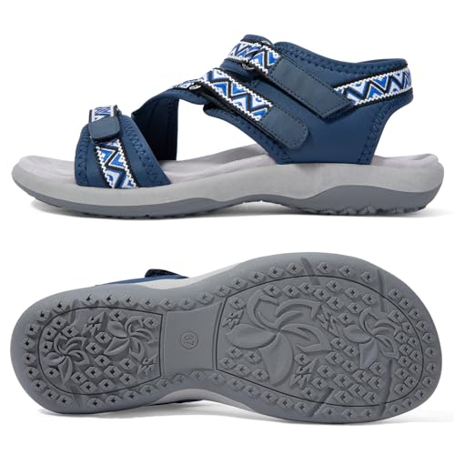 Zelaprox Women Comfortable Walking Sandals with Arch Support Hiking Sandals Casual Summer Athletic Sandals for Outdoor wit...