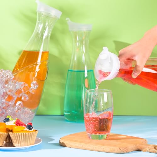 Funnymoom 6 Pcs Acrylic Ice Bucket for Parties 4l Oval Beverage Tub 47 oz Plastic Water Carafes with Lids Plastic Pitcher ...