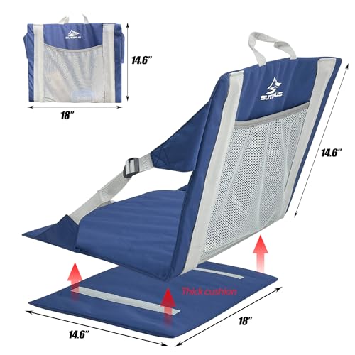 Sutekus Stadium Seat Cushion Waterproof Nylon Portable Bleacher Cushion Ultralight Seat Padding with Back Support for Spor...