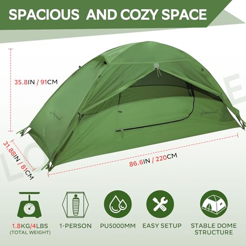 Clostnature Lightweight Tent for Backpacking - 1/2/3/4 Person Ultralight Backpacking Tent, Waterproof Easy Setup Camping T...