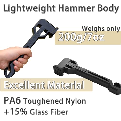 Blackdog Camping Hammer for Tent Stakes with Hook - 7oz Ultralight Portable Hammer, PA6 Toughened Nylon, Anti-Slip & Noise...