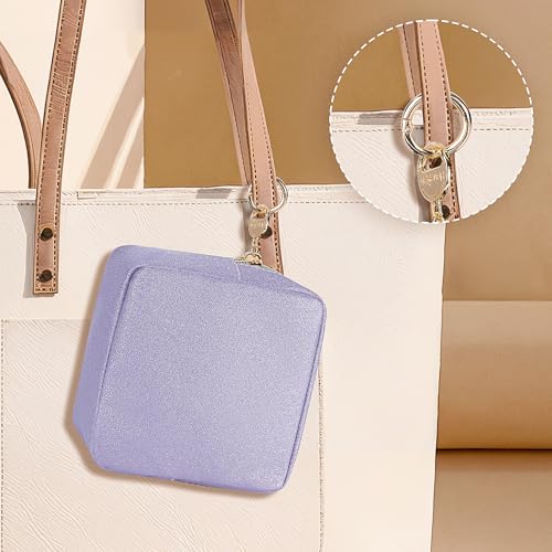 Playexen 5.7" Small Makeup Bag, Glitter Cosmetics Bag for Purse, Portable Small Travel Makeup Pouch with Ring Buckle (Purple)