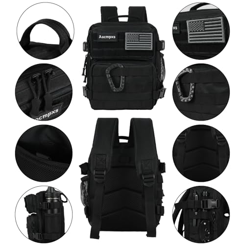 Aocmpxs Mini Tactical Backpack, 9L Small Gym Backpacks Sport Bag for Men Women Molle Military Pack with US Flag Patch and ...