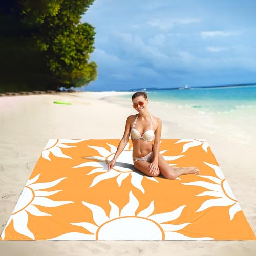 Large Beach Blanket Waterproof Sandproof, 9×10 FT Beach Mat Sand Free for 2-8 Adult with Stakes and Sand Pocket, Foldable ...