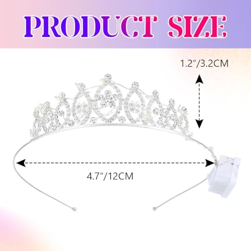 DRESBE Light Up Crystal Tiara LED Rhinestone Crown Headband Glow Party Princess Hair Accessories for Women and Girls