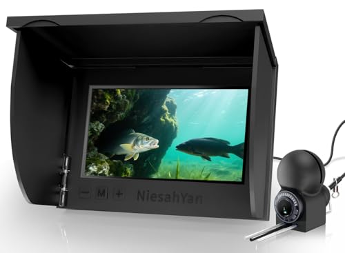 5" Underwater Fishing Camera, 1080P Upgraded HD Lens Ice Fishing Camera with 12pcs IR Lights, 8000mAh Li-Battery, IP68 Wat...
