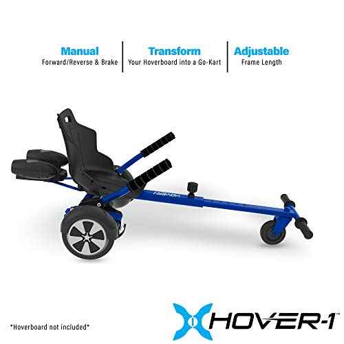 Hover-1 Falcon-1 Buggy Attachment | Turbo LED Lights, Compatible with All 6.5" & 8" Hoverboards, Hand-Operated Rear Wheel Control, Adjustable Frame, Easy Install