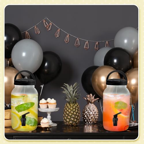 Tanlade 2 Pcs Plastic Drink Dispenser with Stand Beverage Dispenser with Sturdy Metal Base Juice Jar for Parties Lemonade ...