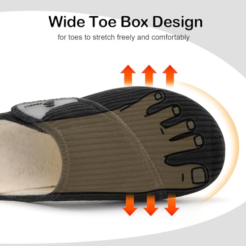 Spesoul Wide Womens Slippers Adjustable Diabetic Shoes Fuzzy Rubber Soles House Shoes Indoor Outdoor Slippers for Home Bed...